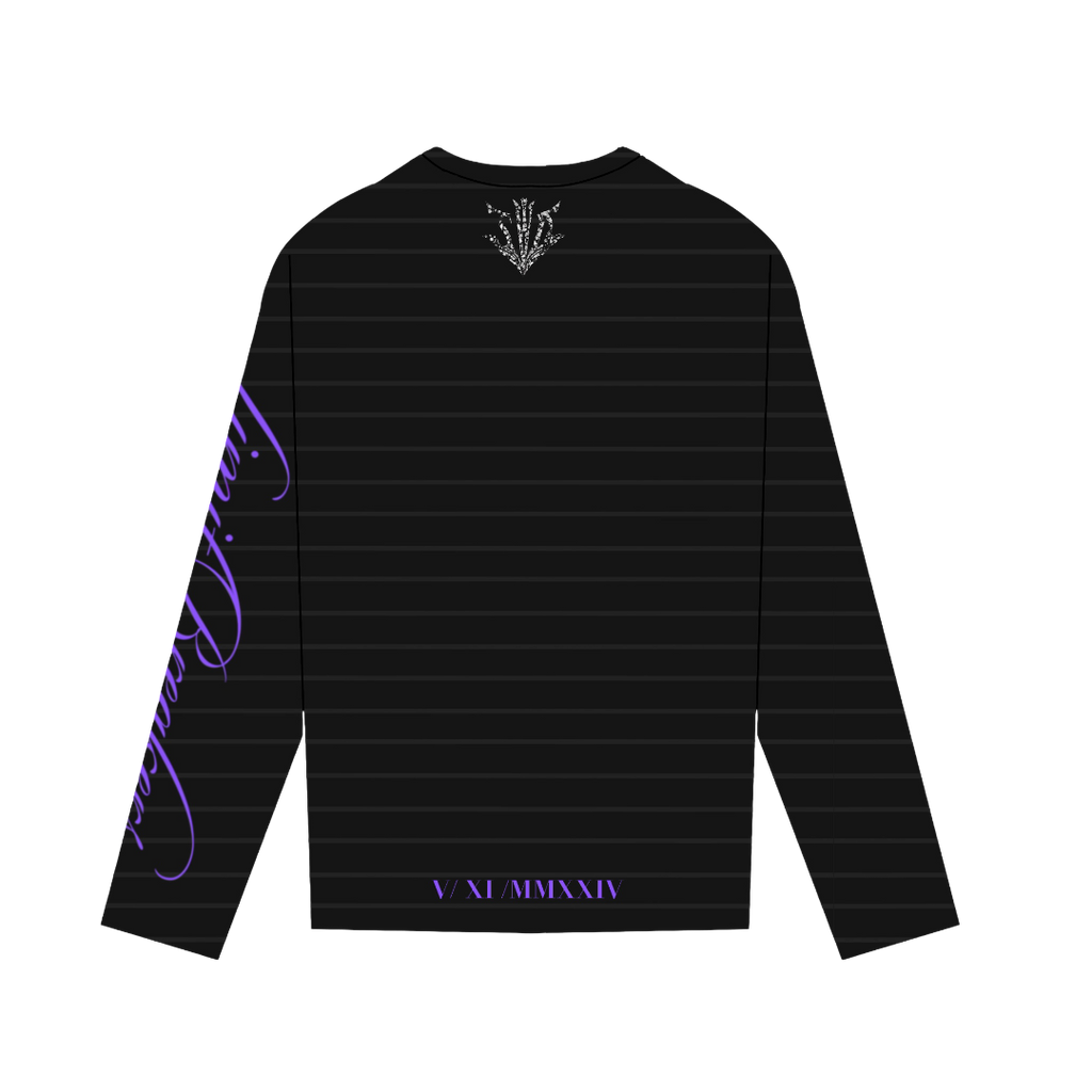STRIPED LONGSLEEVE TEE RHINESTONE SWD [BLACK/PURPLE]