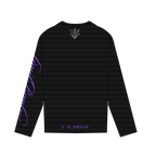 STRIPED LONGSLEEVE TEE RHINESTONE SWD [BLACK/PURPLE]
