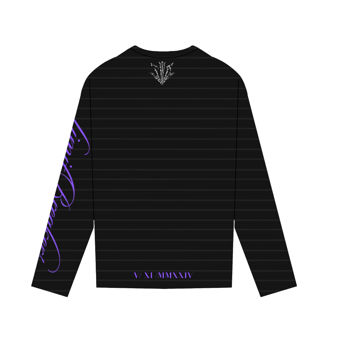 STRIPED LONGSLEEVE TEE RHINESTONE SWD [BLACK/PURPLE]