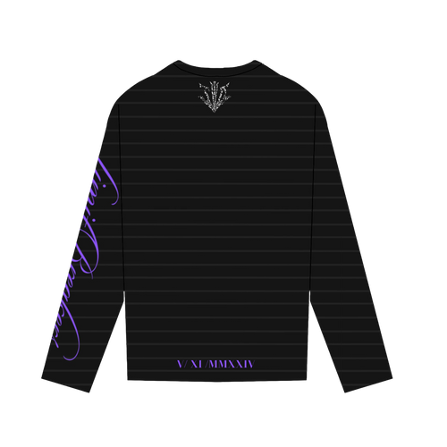STRIPED LONGSLEEVE TEE RHINESTONE SWD [BLACK/PURPLE]