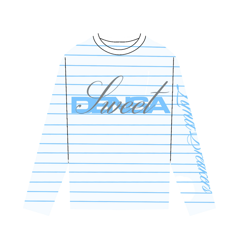 STRIPED LONGSLEEVE TEE RHINESTONE SWD [WHITE/BLUE]