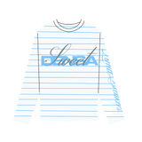 STRIPED LONGSLEEVE TEE RHINESTONE SWD [WHITE/BLUE]